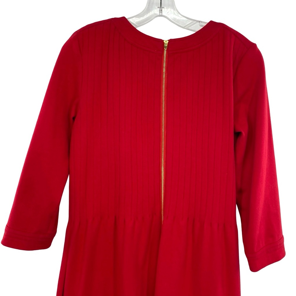 Elizabeth McKay The Pleated Red Belted Knit Dress - Picture 7 of 9